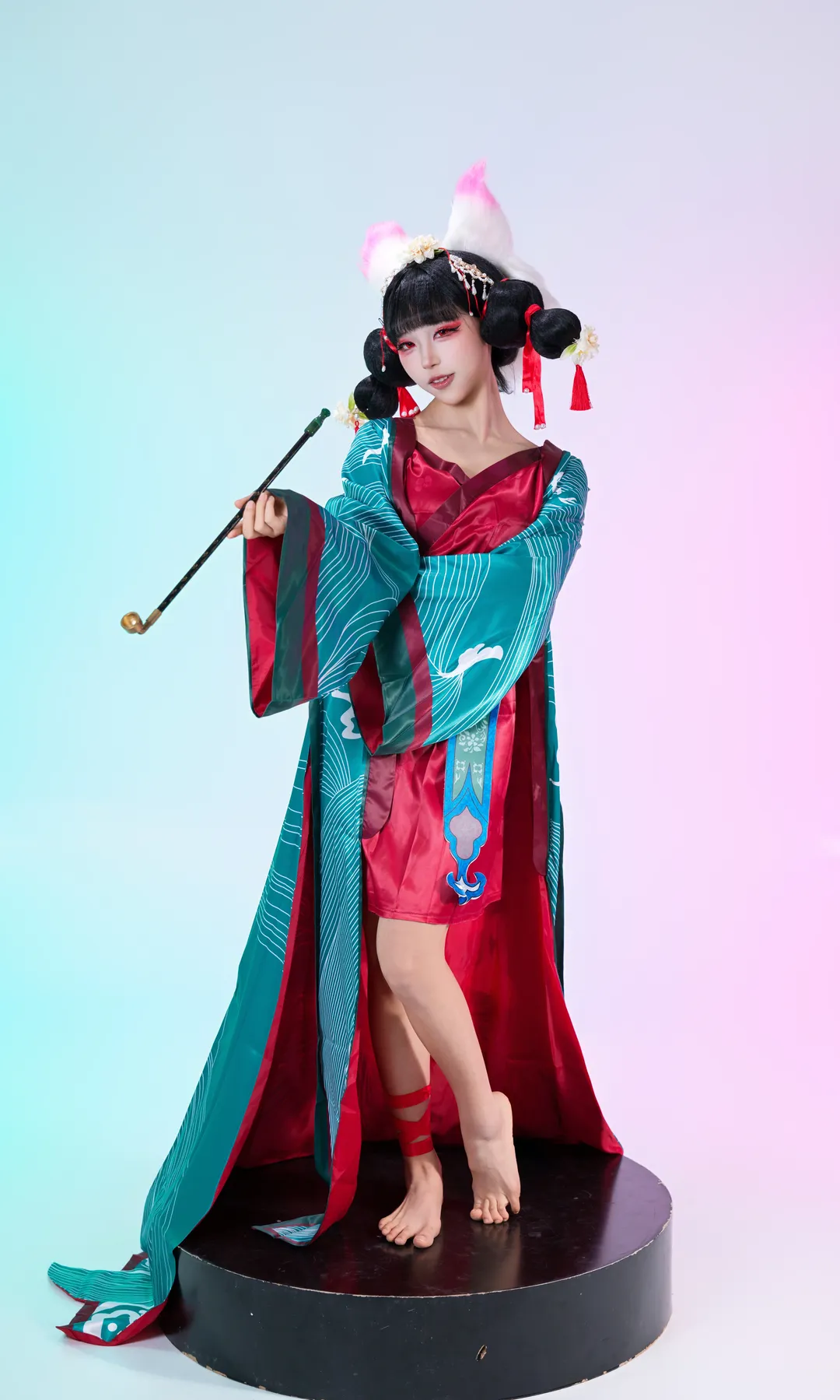 【宝青坊主cos】记录下这套红青撞色的狐妖棚拍 - 第 2 张
