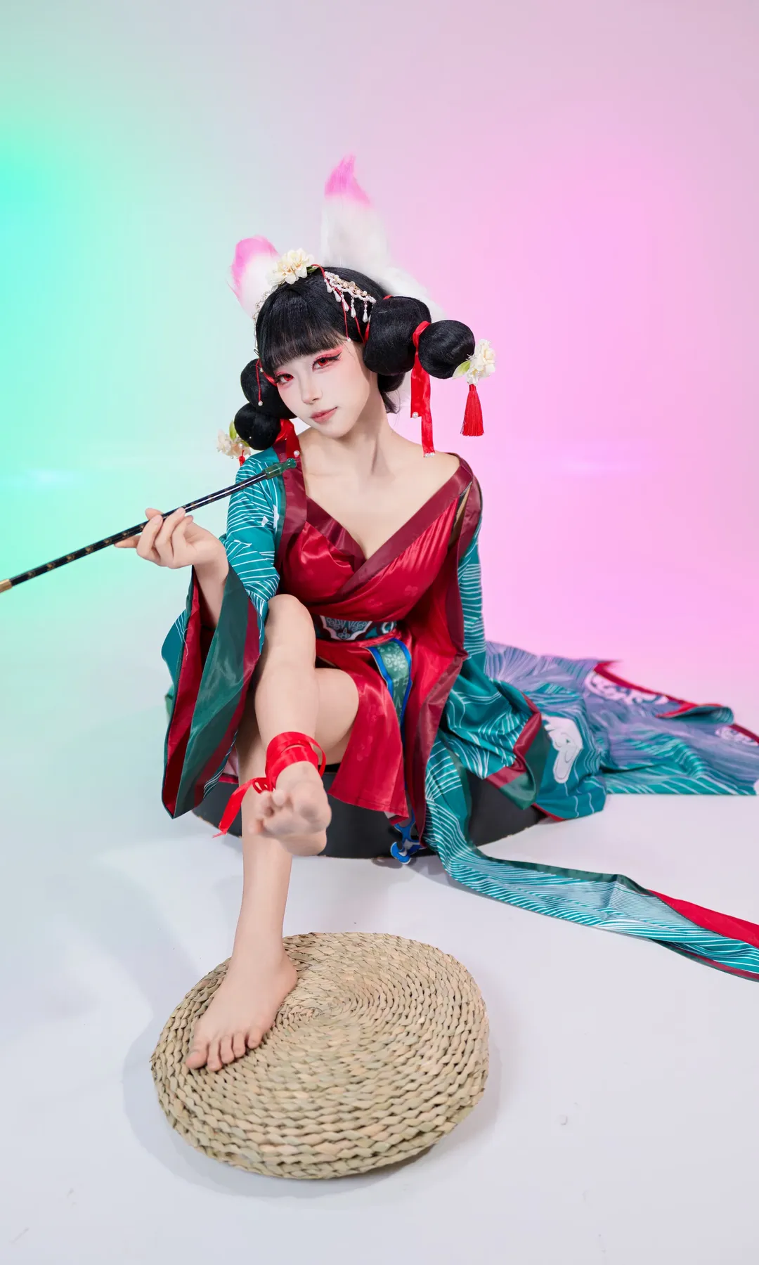 【宝青坊主cos】记录下这套红青撞色的狐妖棚拍