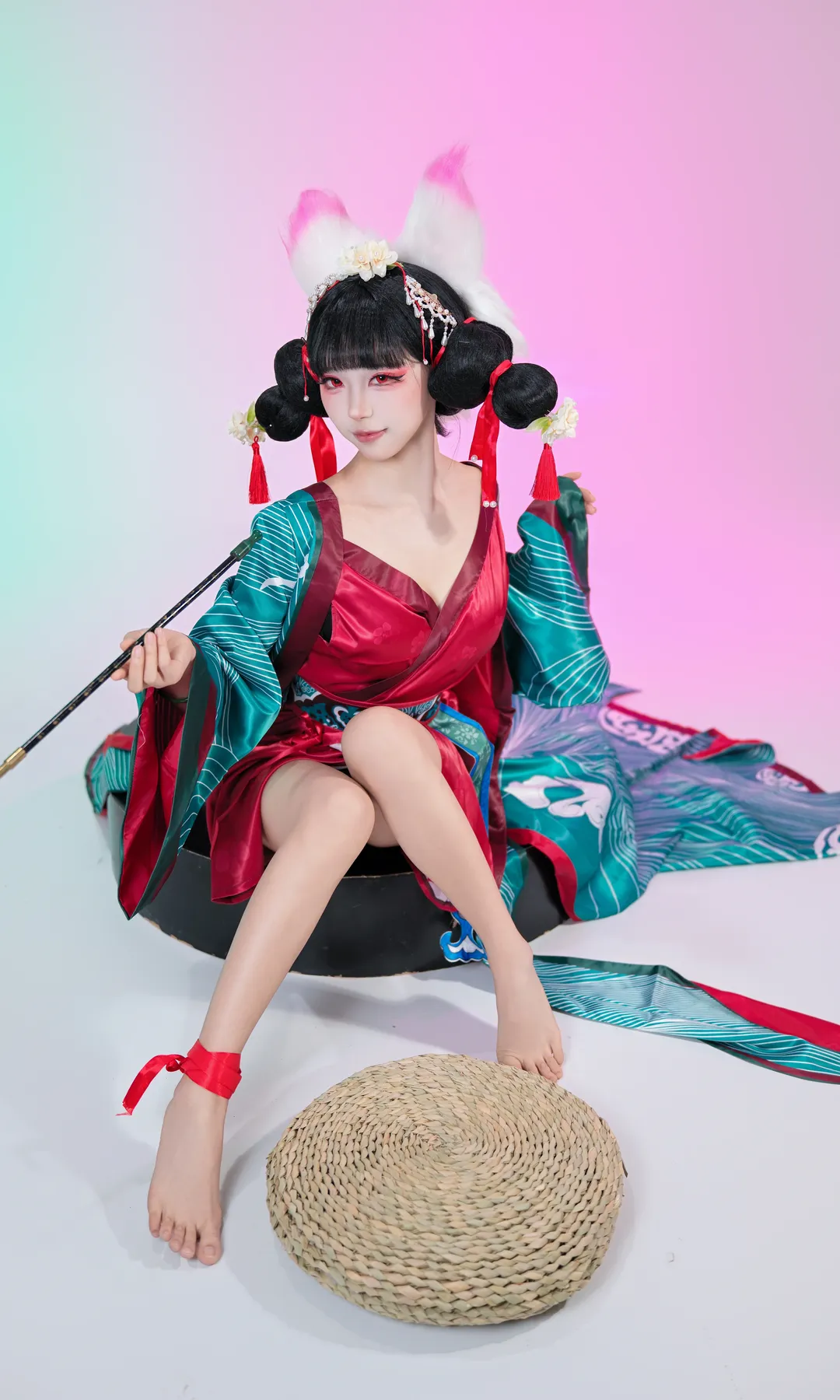 【宝青坊主cos】记录下这套红青撞色的狐妖棚拍 - 第 4 张