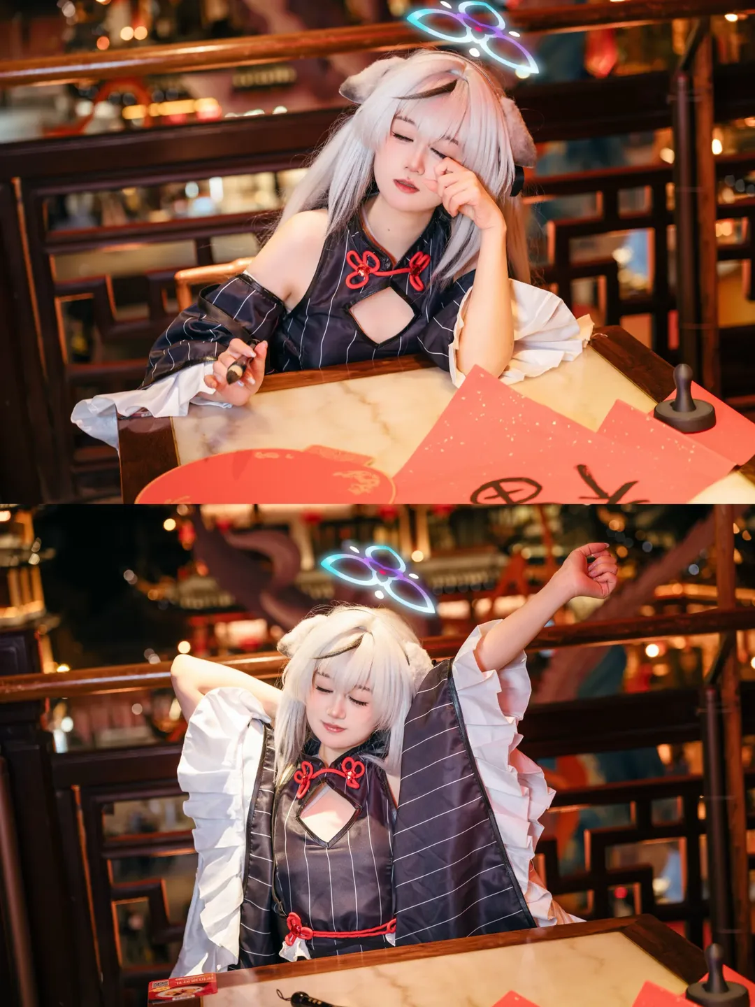 【春原心奈cos】在豫园写毛笔字的新年夜晚 - 第 4 张