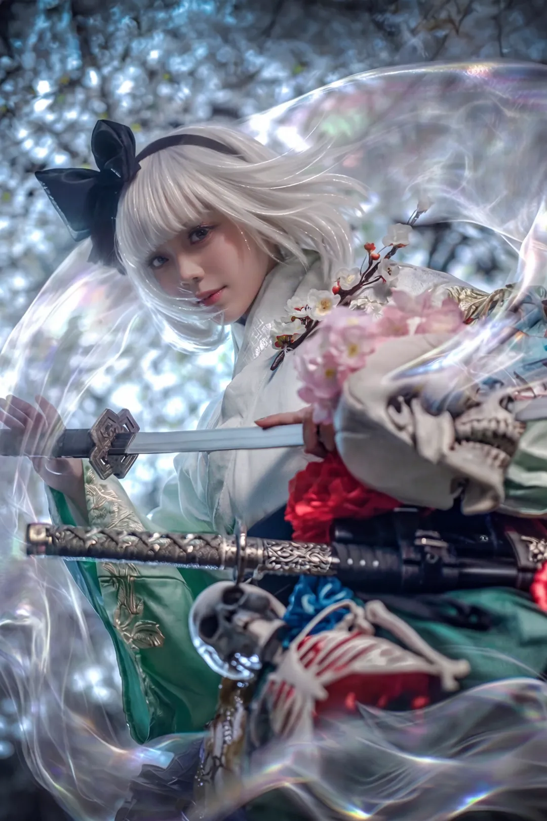 【魂魄妖梦cos】东方Project白发庭师月下出镜 - 第 1 张