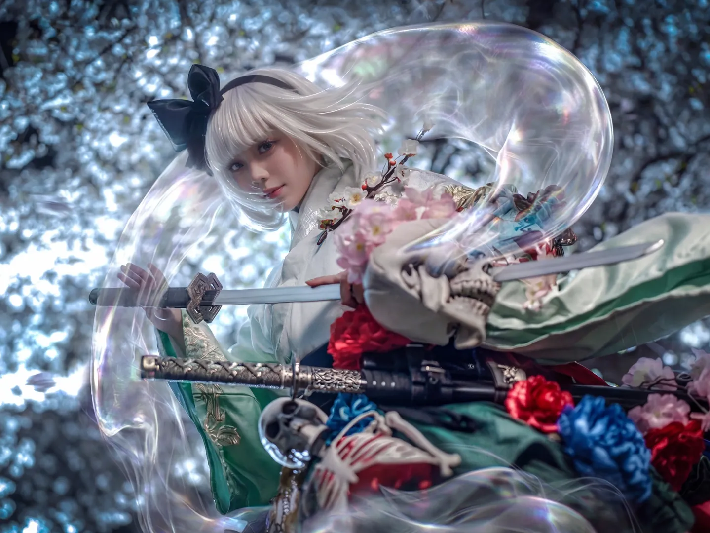 【魂魄妖梦cos】东方Project白发庭师月下出镜