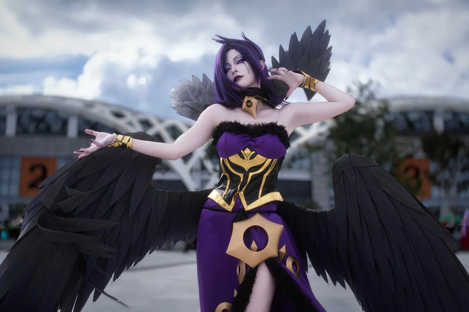 【莫甘娜cos】英雄联盟中的堕落天使，户外漫展场照分享