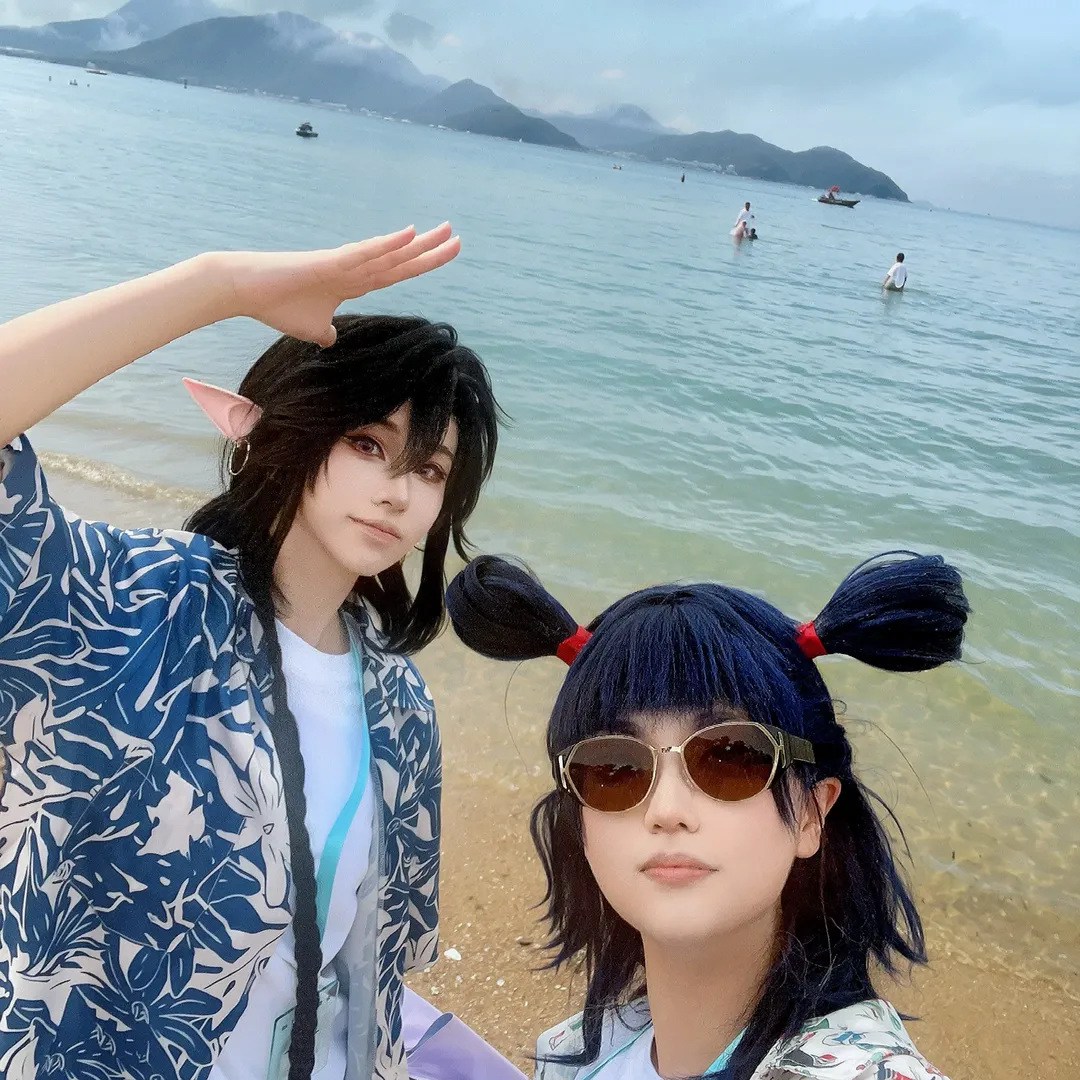 【玄离cos】罗小黑战记2的海边夏日，带上哪吒一起下海 - 第 2 张