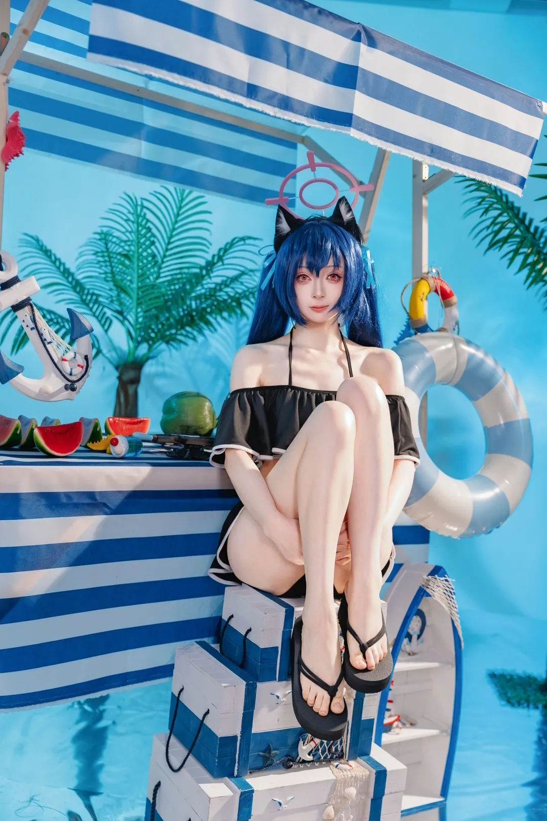 【黑见芹香cos】蔚蓝档案蓝白夏日里的水边清凉瞬间 - 第 1 张