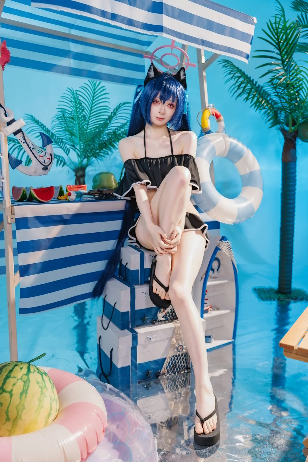 【黑见芹香cos】蔚蓝档案蓝白夏日里的水边清凉瞬间 - 第 2 张