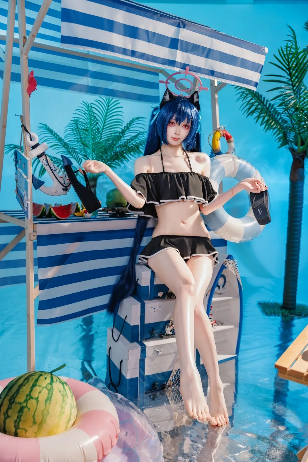 【黑见芹香cos】蔚蓝档案蓝白夏日里的水边清凉瞬间 - 第 4 张