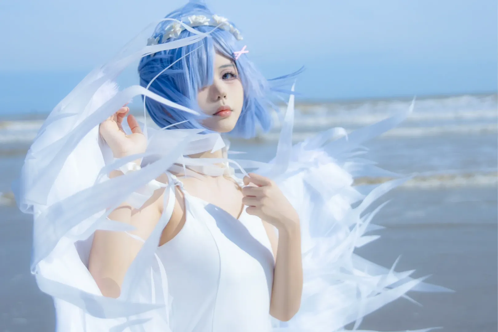 【蕾姆cos】海边演绎鬼天使形态的拍摄分享 - 第 10 张