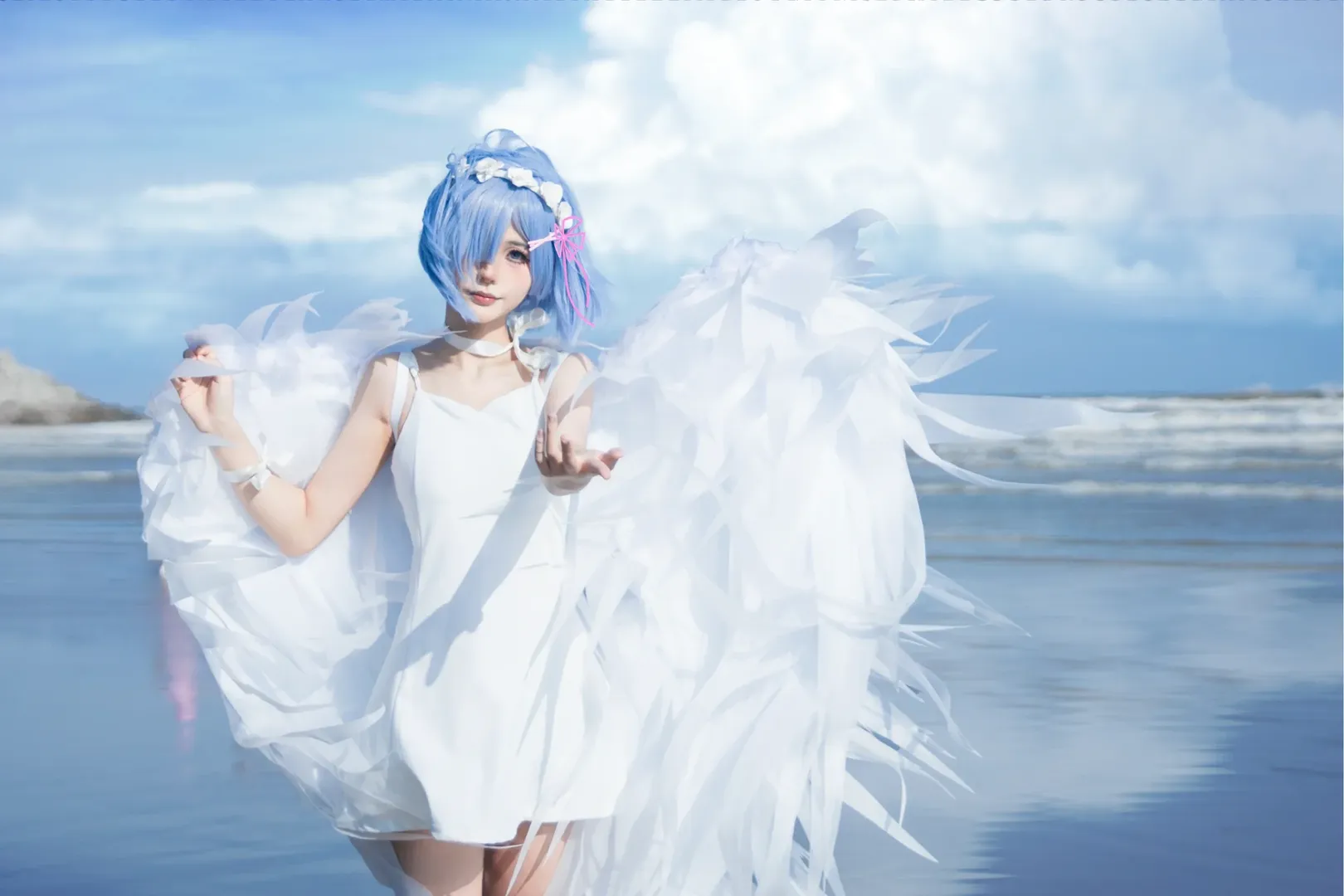 【蕾姆cos】海边演绎鬼天使形态的拍摄分享 - 第 4 张