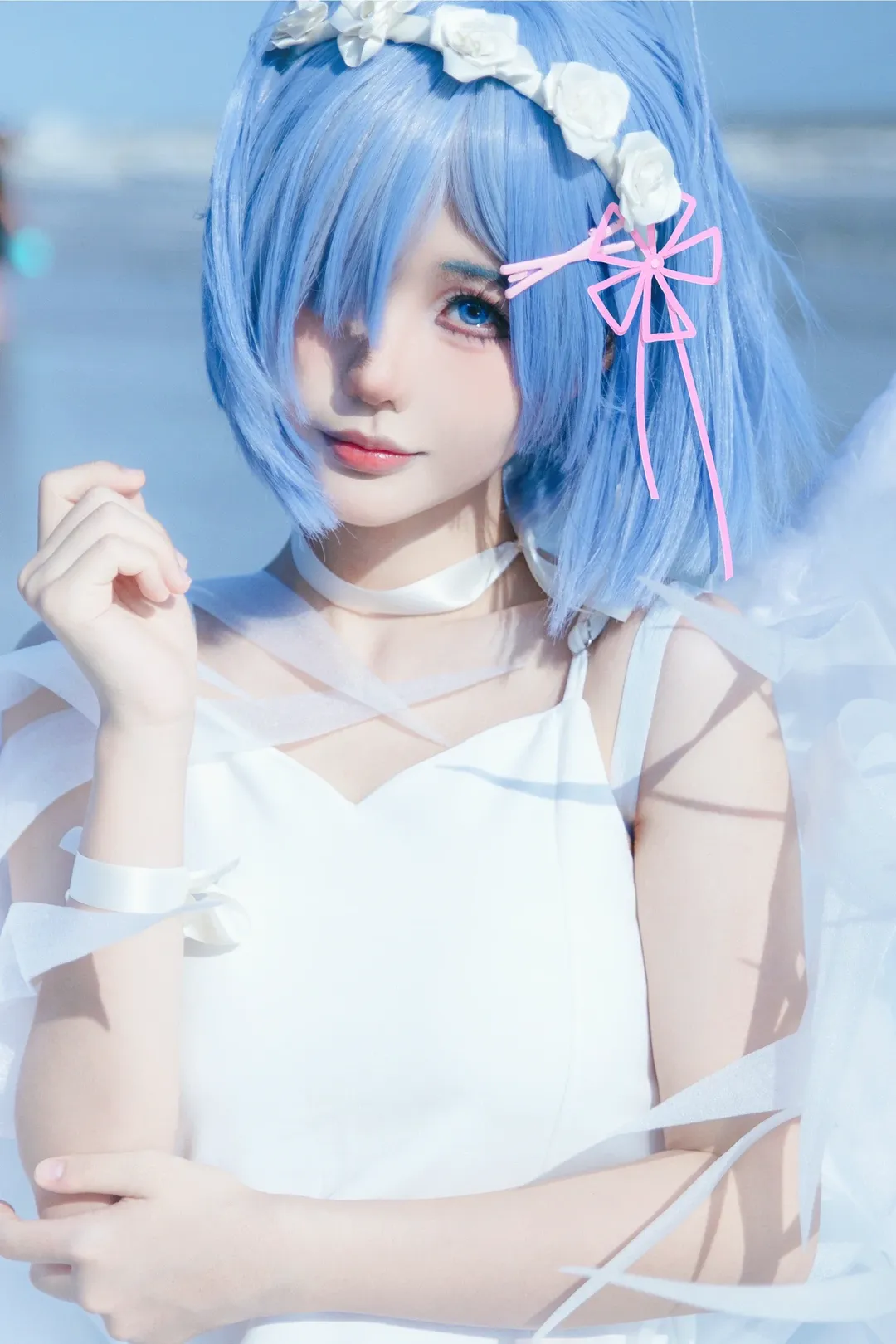 【蕾姆cos】海边演绎鬼天使形态的拍摄分享 - 第 5 张
