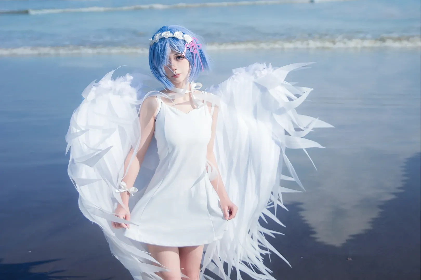 【蕾姆cos】海边演绎鬼天使形态的拍摄分享 - 第 7 张