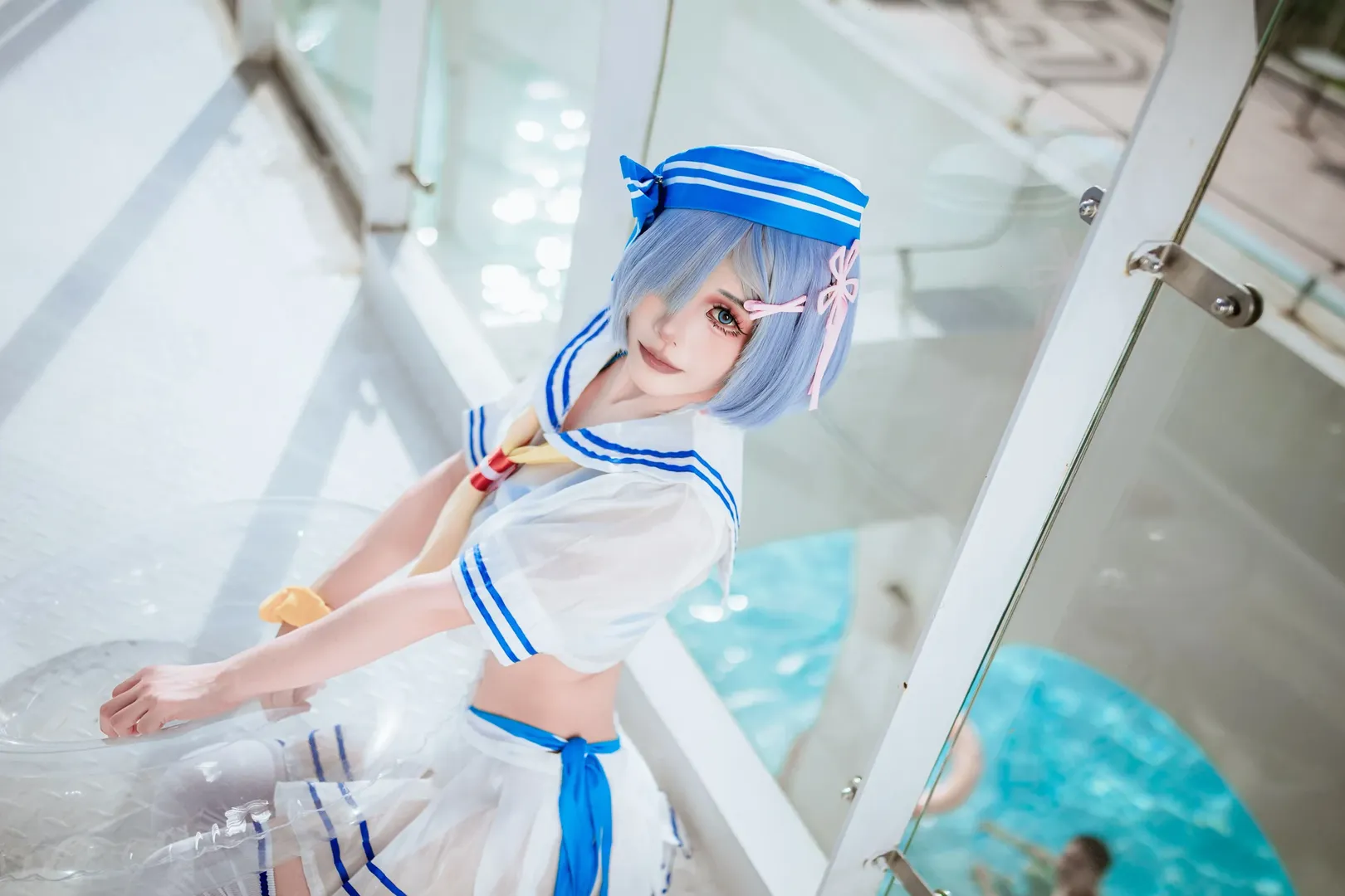 【雷姆cos】夏日泳装水手服，白丝水枪出击 - 第 12 张