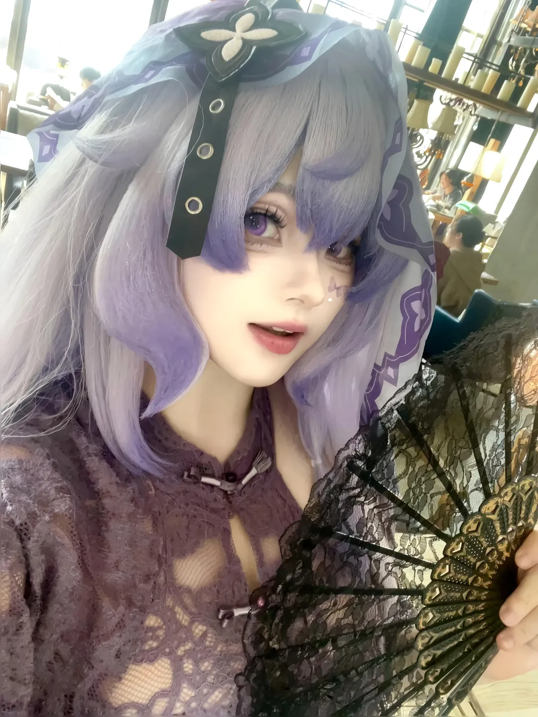 【黑天鹅cos】崩坏星穹铁道的暗夜使徒，紫调蕾丝特写