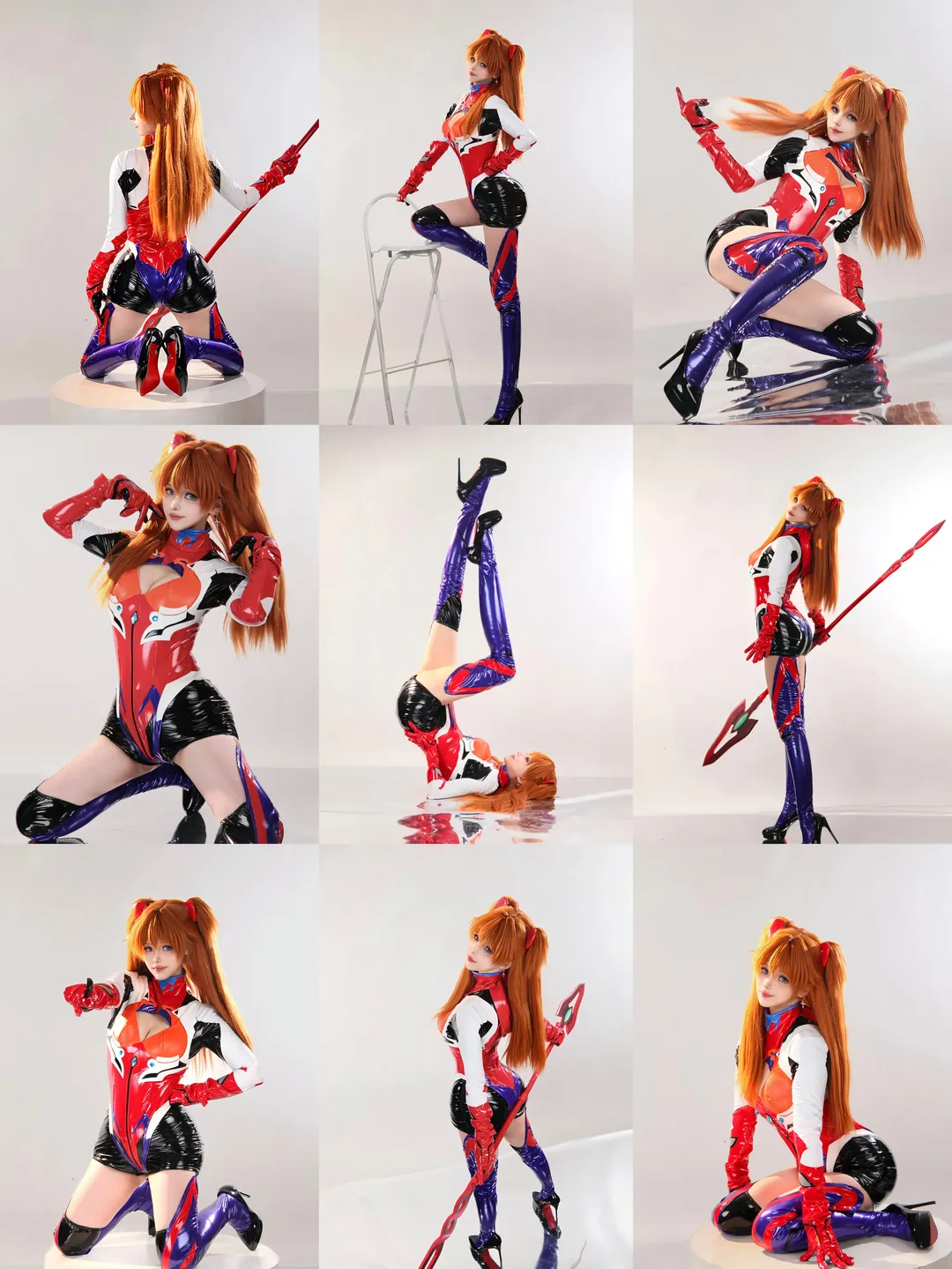 【明日香cos】战斗服反光质感拉满，动作分享来了 - 第 1 张