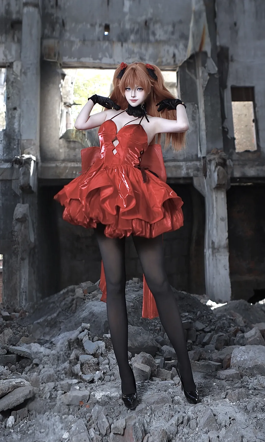 【明日香cos】废墟里的红玫瑰，EVA胜利女神的暗黑美学