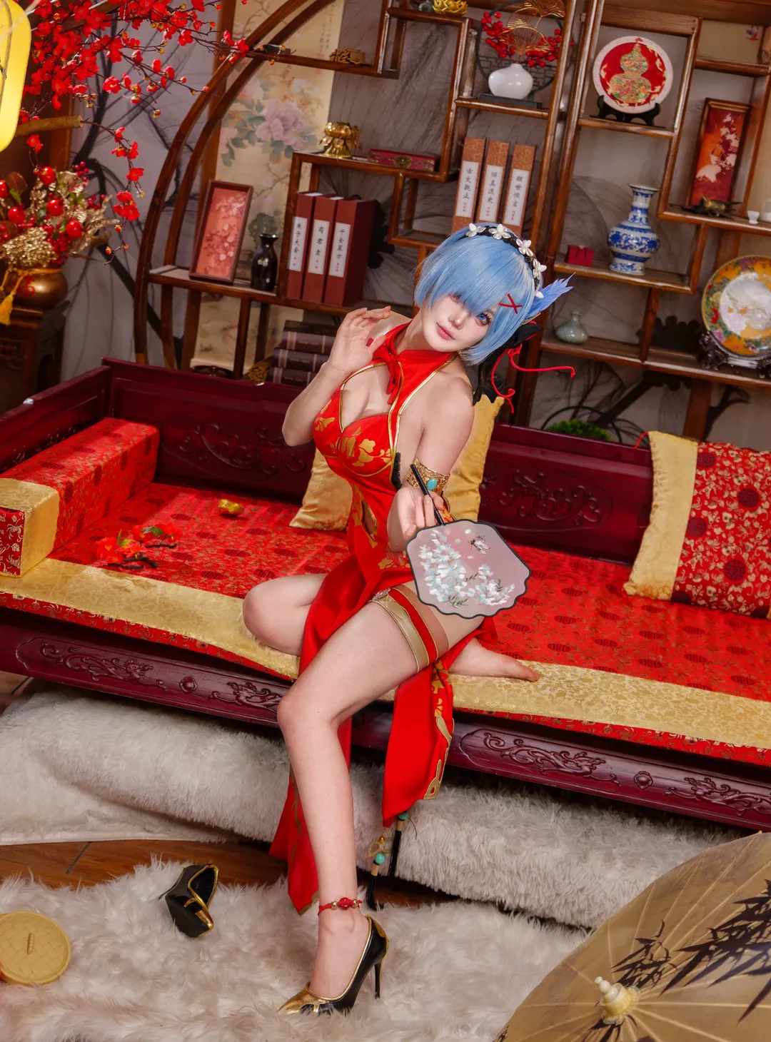 【蕾姆cos】从零开始的异世界生活，元宵良宵红金服装拍摄心得 - 第 13 张
