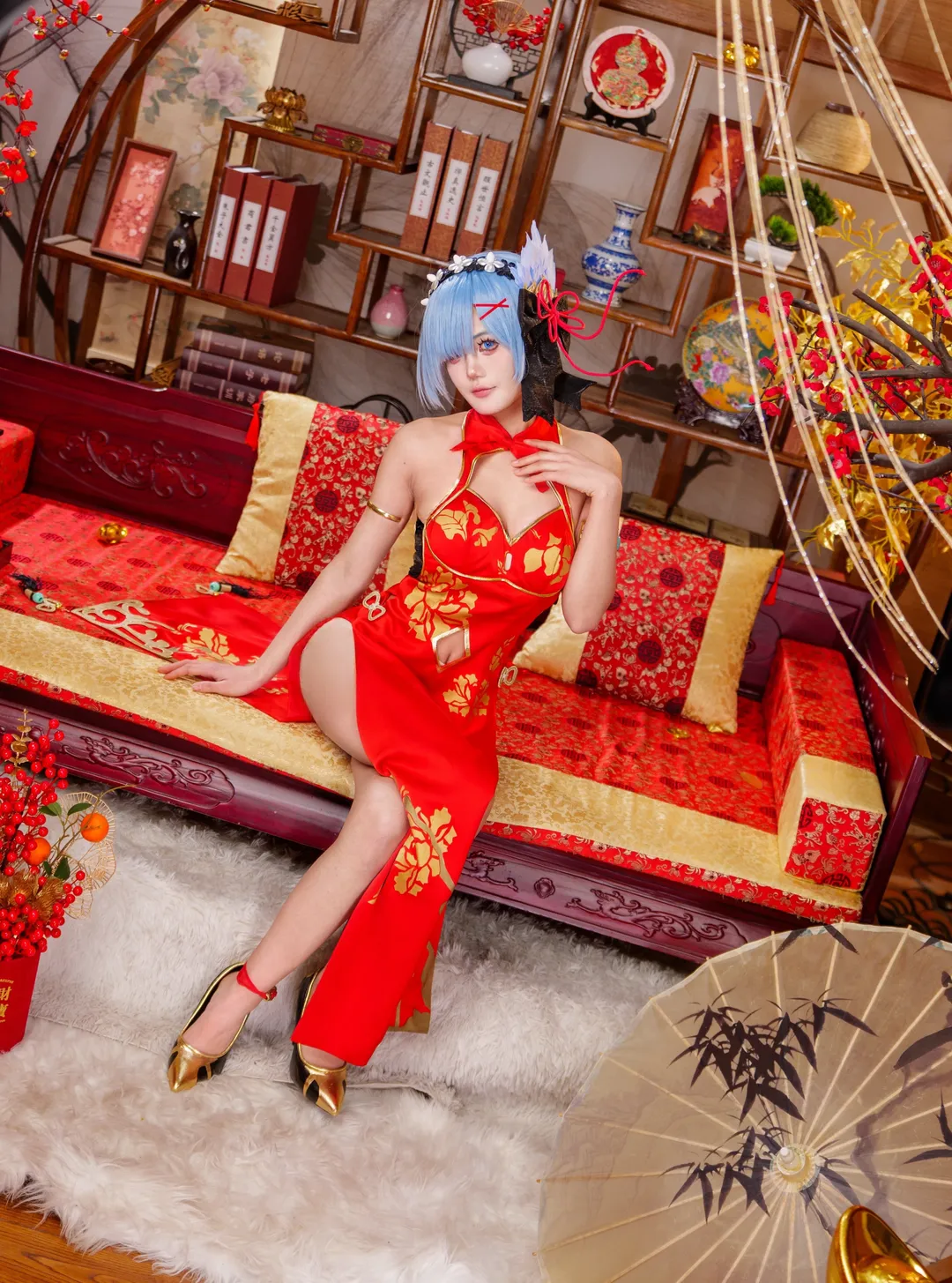 【蕾姆cos】从零开始的异世界生活，元宵良宵红金服装拍摄心得 - 第 7 张