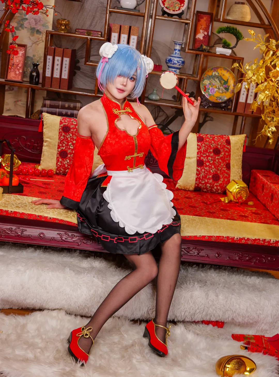 【蕾姆cos】从零开始的异世界生活，元宵良宵红金服装拍摄心得 - 第 8 张