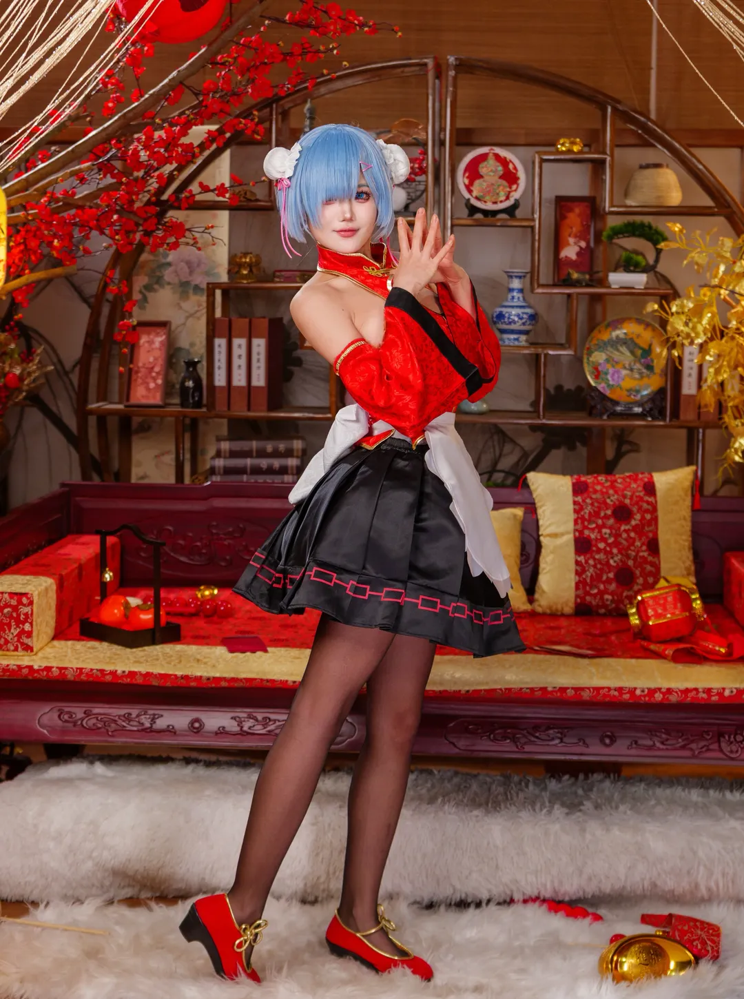【蕾姆cos】从零开始的异世界生活，元宵良宵红金服装拍摄心得 - 第 9 张