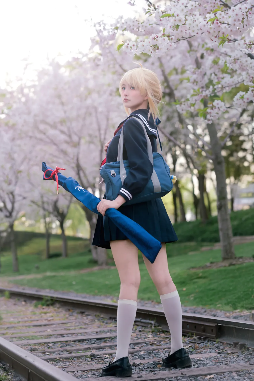 【阿尔托莉雅cos】Fate系列JK造型，龙美术馆樱花下的春日时光