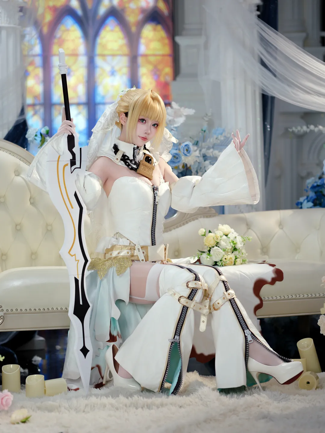 【花嫁尼禄cos】FGO的纯白童话，这把大剑能守护你的童心吗 - 第 6 张