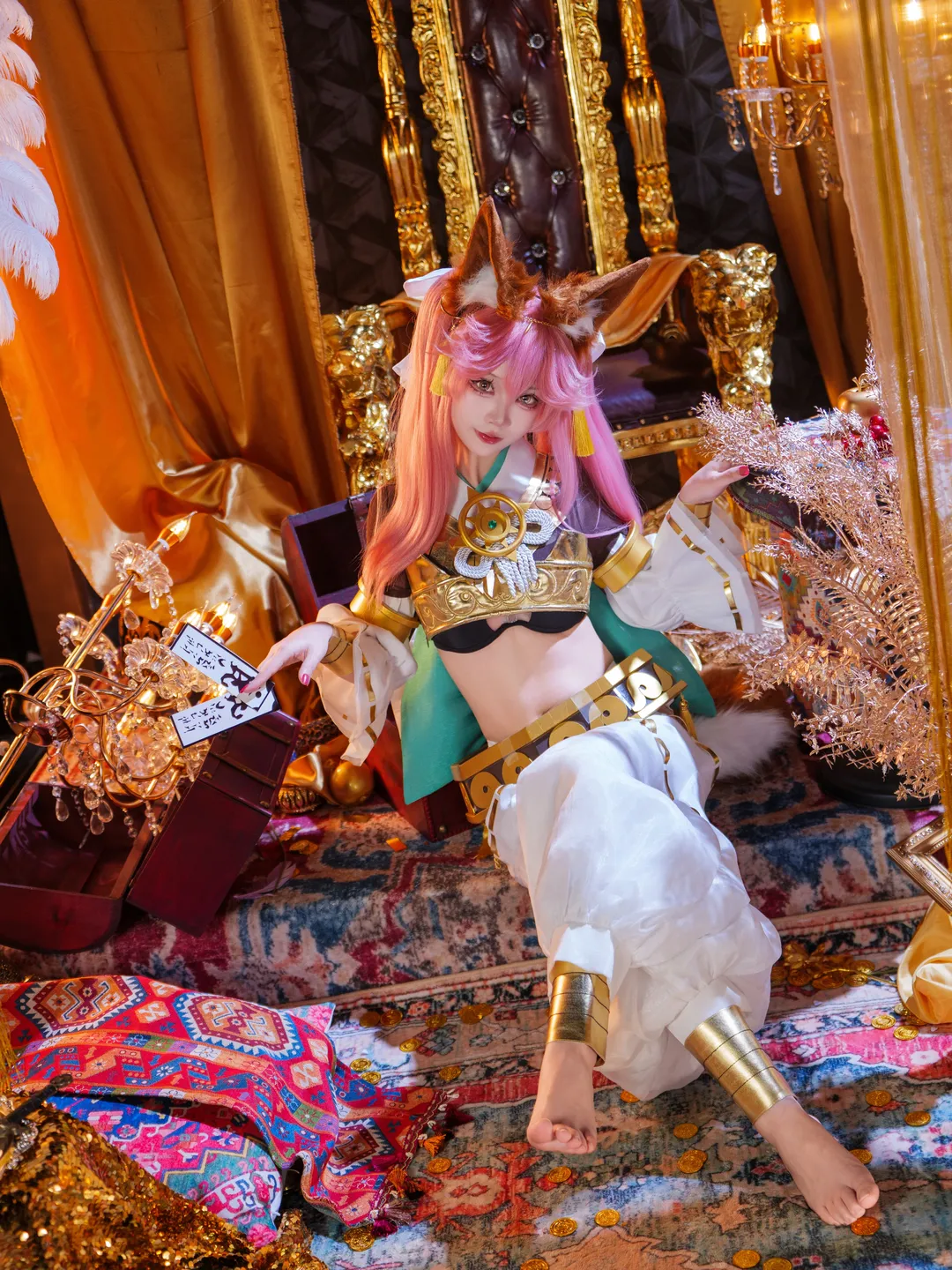 【玉藻前cos】神话礼装异域金殿拍摄，重现王座之上的慵懒感 - 第 2 张