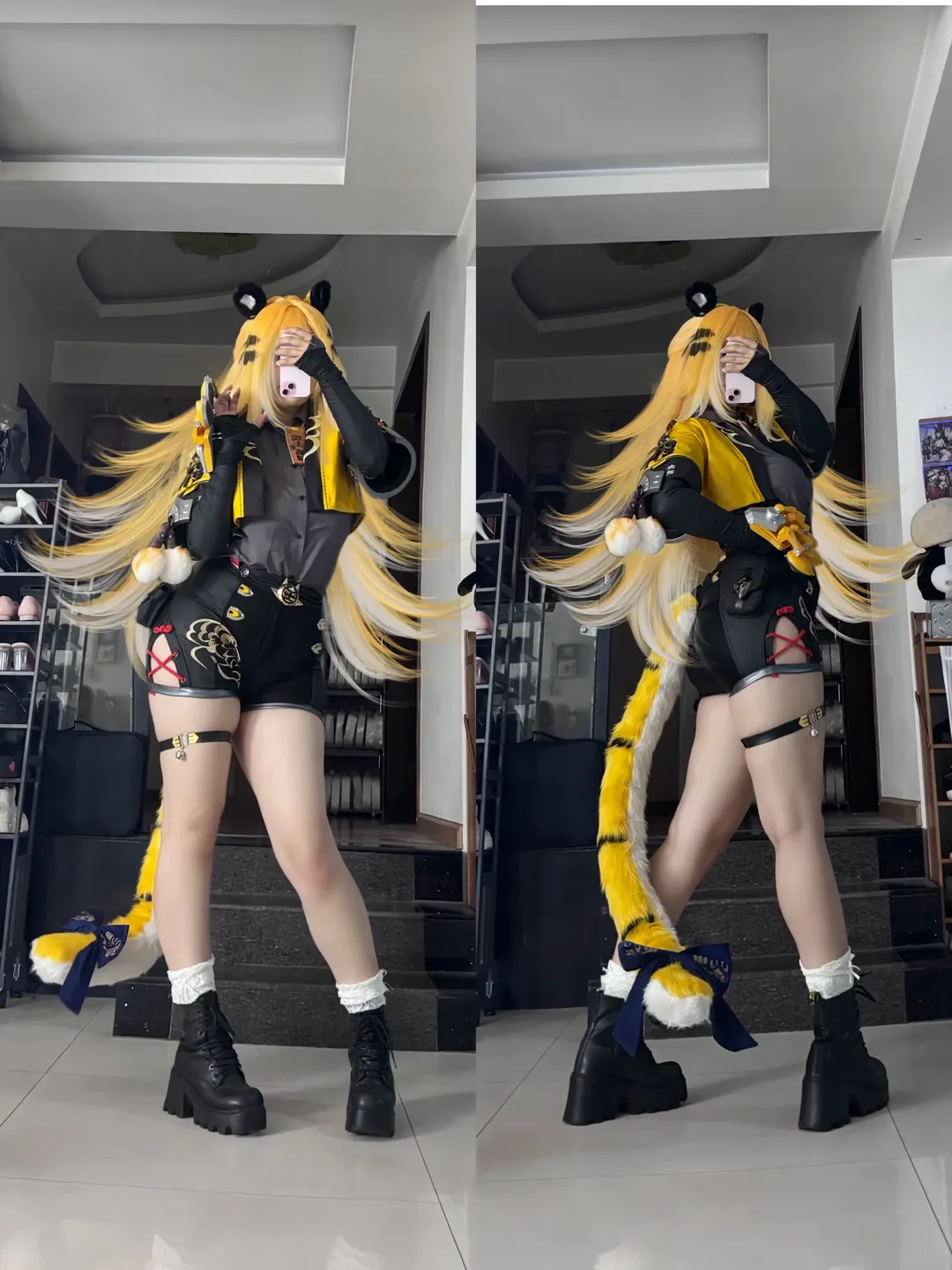 【橘福福コスプレ】ゼンレスゾーンゼロのコスプレ試着初体験、黒×黄カラーの獣娘の魅力 - 1 枚目