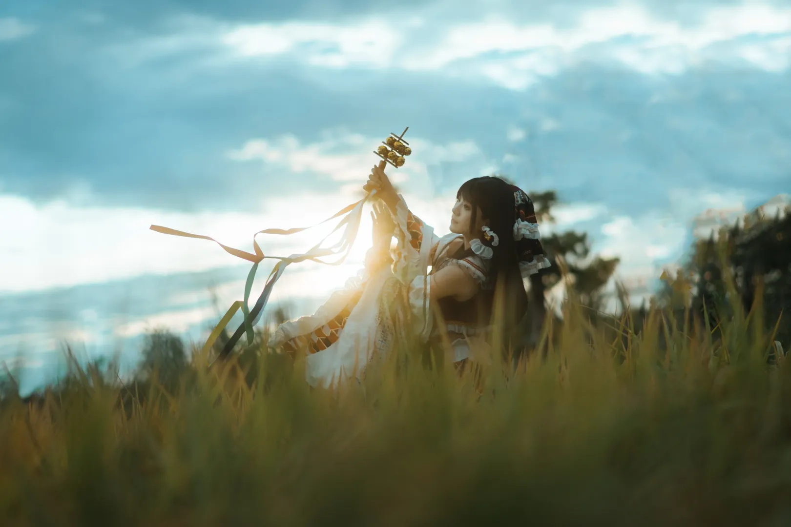 【灵梦cos】东方Project雨中稻田，祈愿那一抹彩虹 - 第 1 张