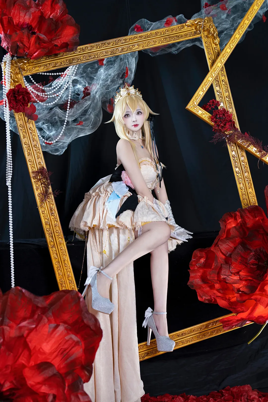 【荧cos】原神晚宴场景，黑幕与红玫瑰间的优雅