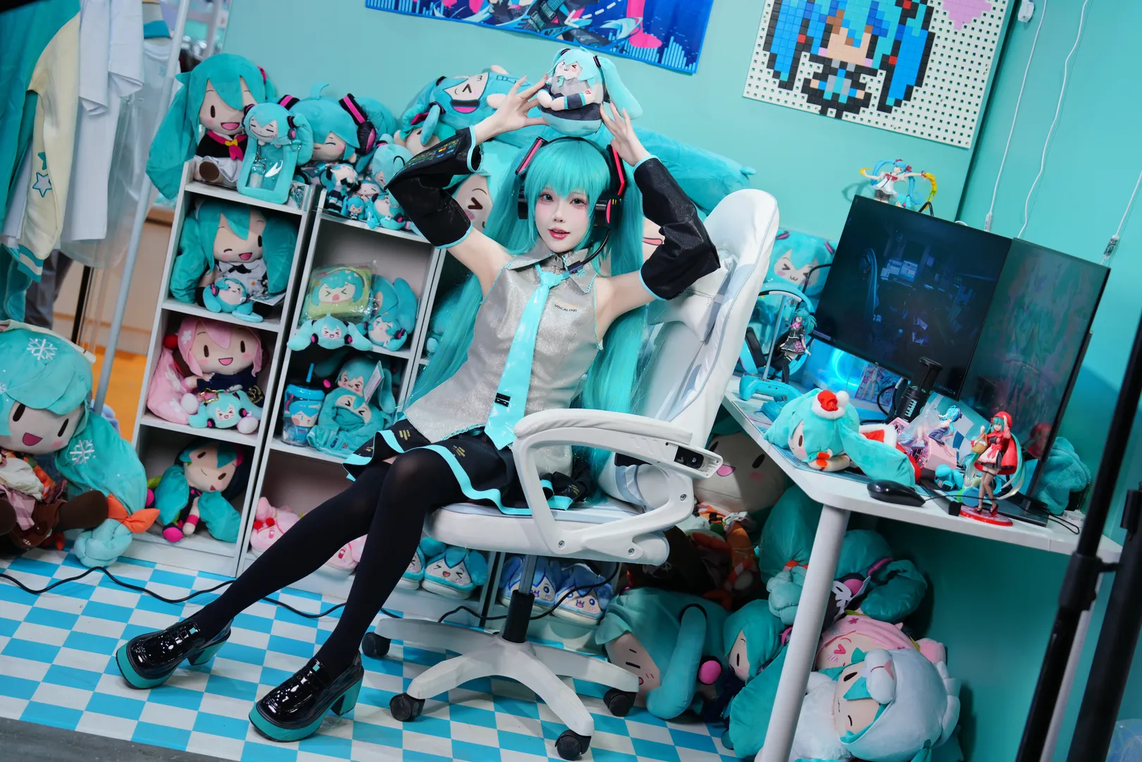 【初音未来cos】萤火虫漫展初音cos全套返图 - 第 15 张