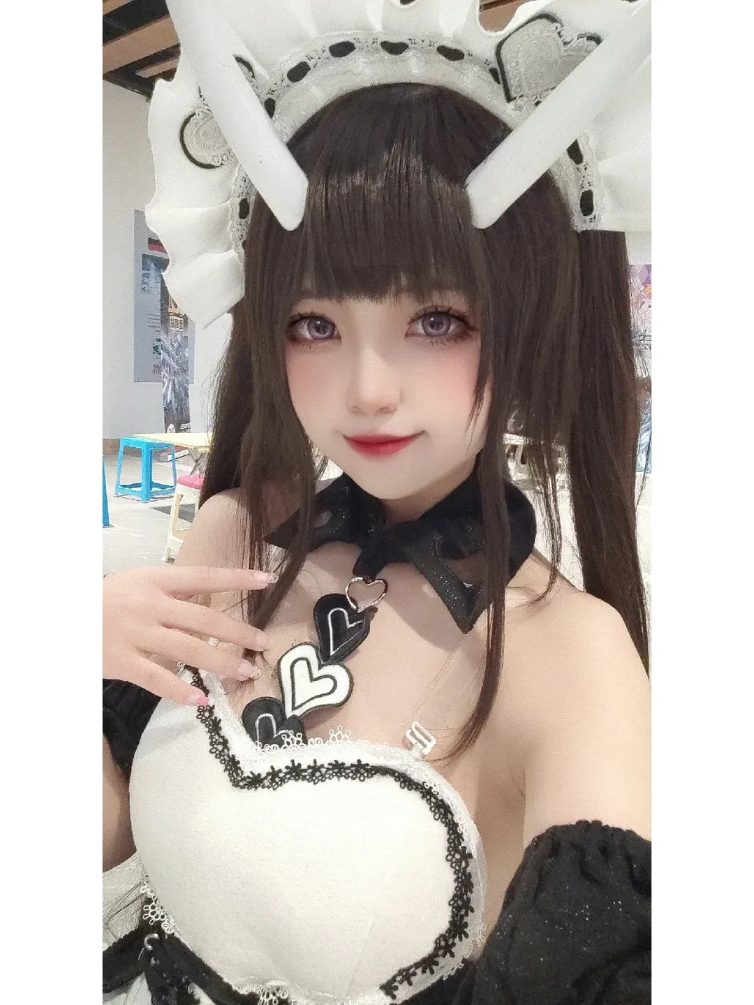 【能代cos】碧蓝航线女仆装，黑白心形元素的精致还原