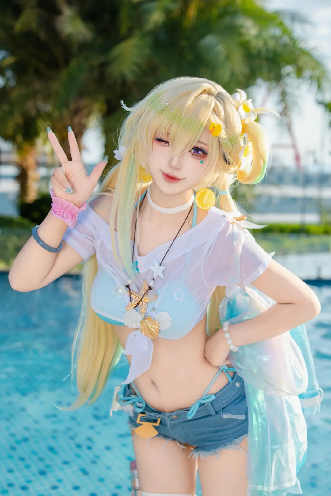 【琳奈cos】夏日陽光下的琳奈泳裝薄荷糖主題拍攝 - 第 1 張