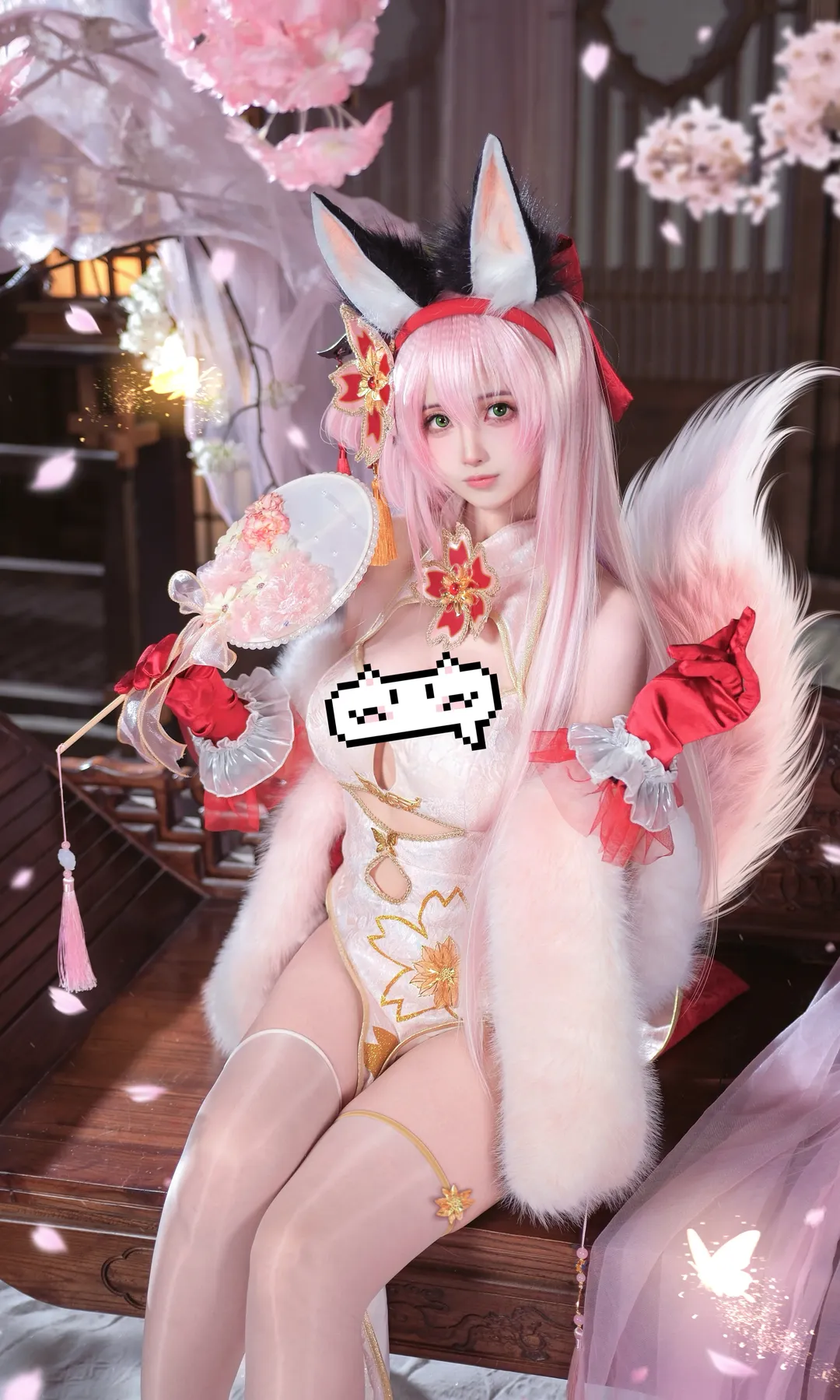 【碧蓝航线花月cos】改良旗袍与萌系狐耳的组合 - 第 1 张