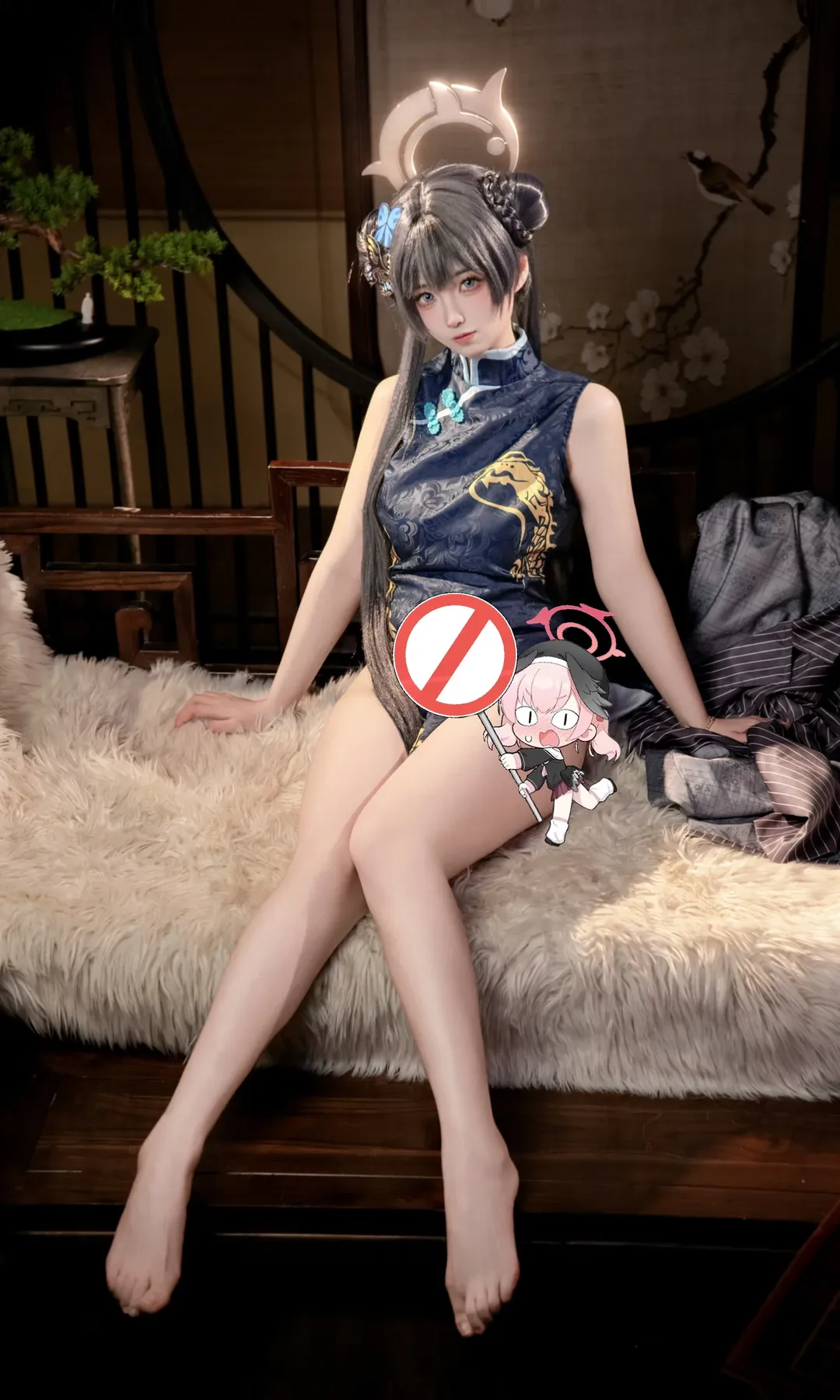 【妃咲cos】蔚蓝档案，古风雅韵里的旗袍少女 - 第 2 张