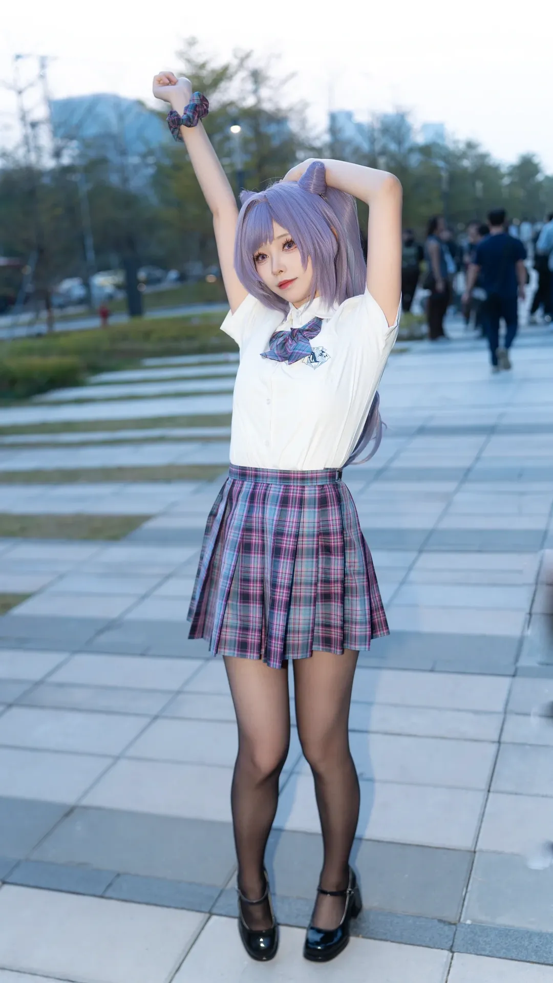 [Keqing cosplay] Purple-Haired Girl from Genshin Impact: A Fresh Vibe in a Preppy Style Outfit - Image 11