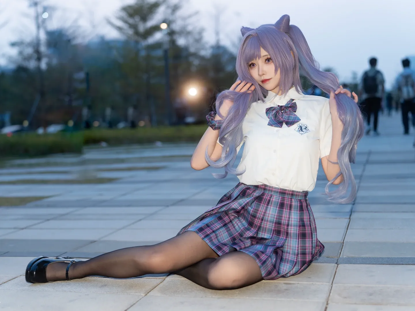 [Keqing cosplay] Purple-Haired Girl from Genshin Impact: A Fresh Vibe in a Preppy Style Outfit - Image 13