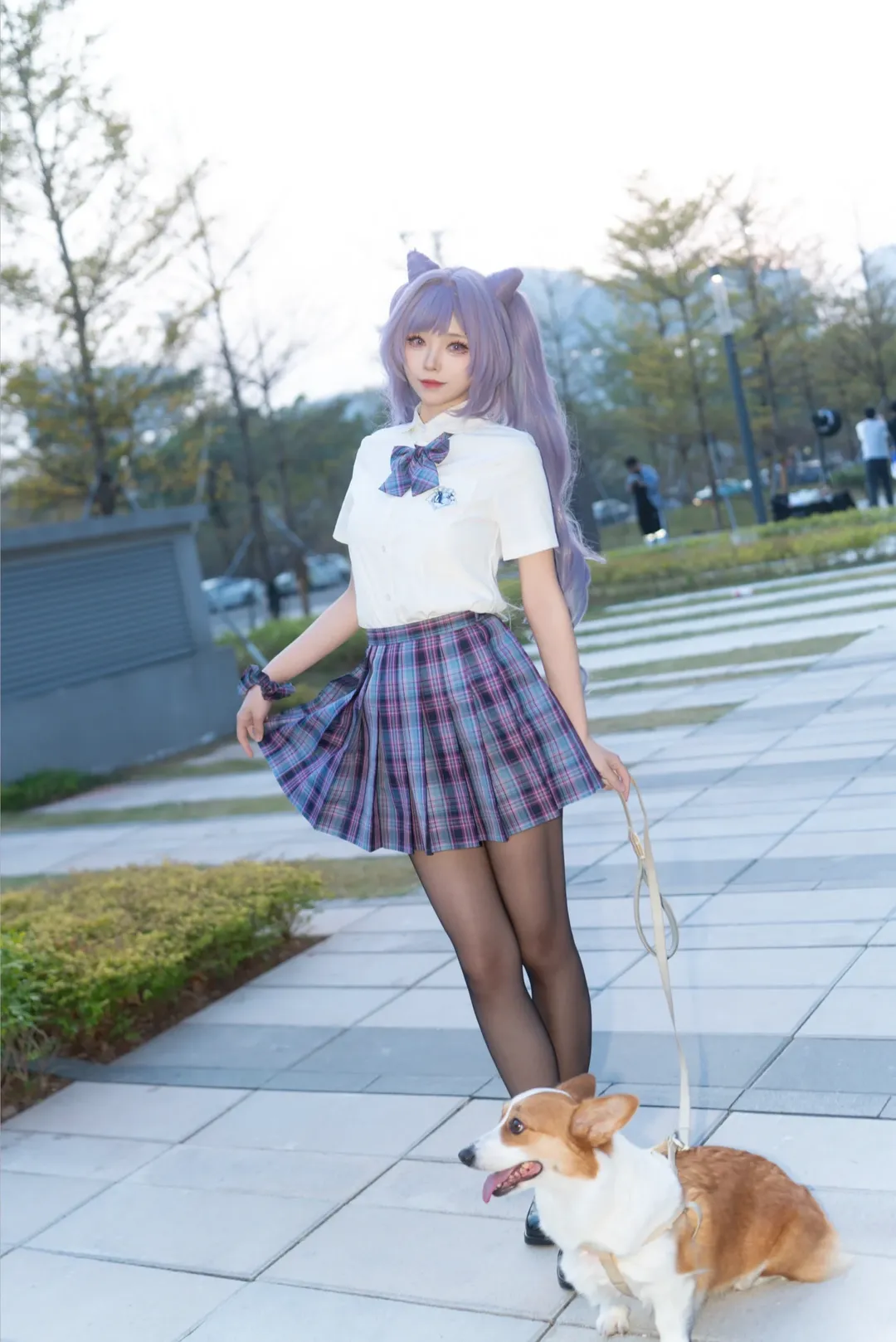 [Keqing cosplay] Purple-Haired Girl from Genshin Impact: A Fresh Vibe in a Preppy Style Outfit - Image 4