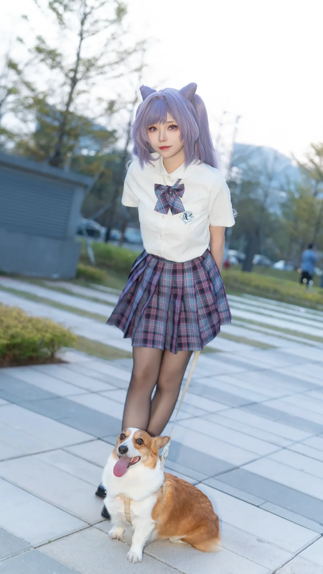 [Keqing cosplay] Purple-Haired Girl from Genshin Impact: A Fresh Vibe in a Preppy Style Outfit - Image 5