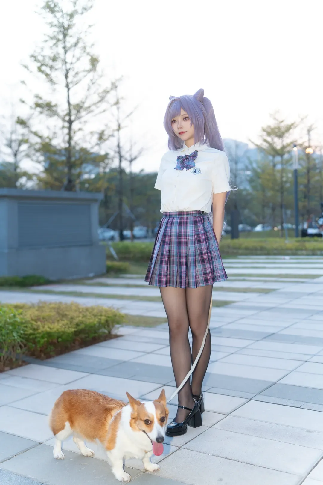 [Keqing cosplay] Purple-Haired Girl from Genshin Impact: A Fresh Vibe in a Preppy Style Outfit - Image 8
