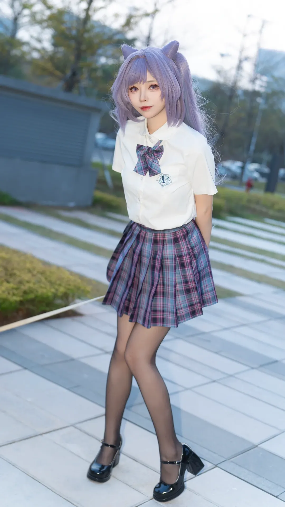 [Keqing cosplay] Purple-Haired Girl from Genshin Impact: A Fresh Vibe in a Preppy Style Outfit - Image 9