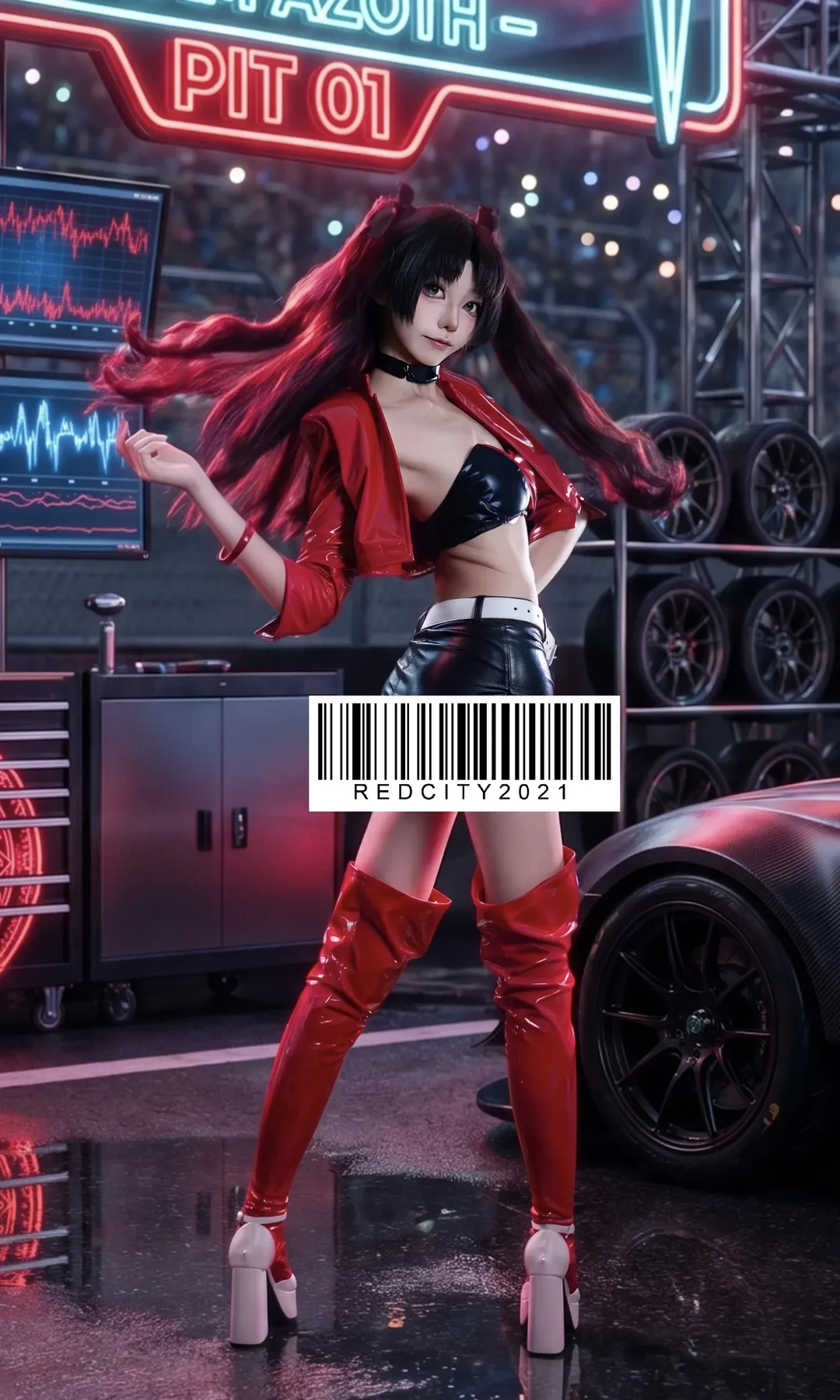 【远坂凛cos】赛车服下的凛，PIT房里的飒爽身姿 - 第 1 张