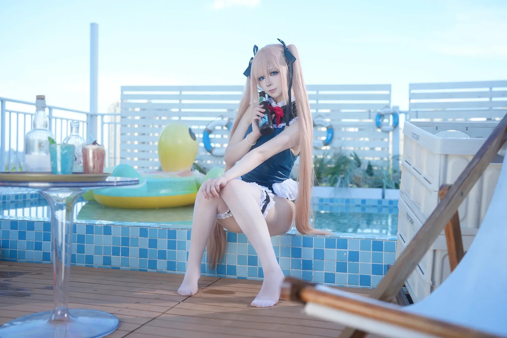 【玛丽萝丝cos】碧蓝航线夏日泳池派对，和玛丽一起玩水吧 - 第 9 张
