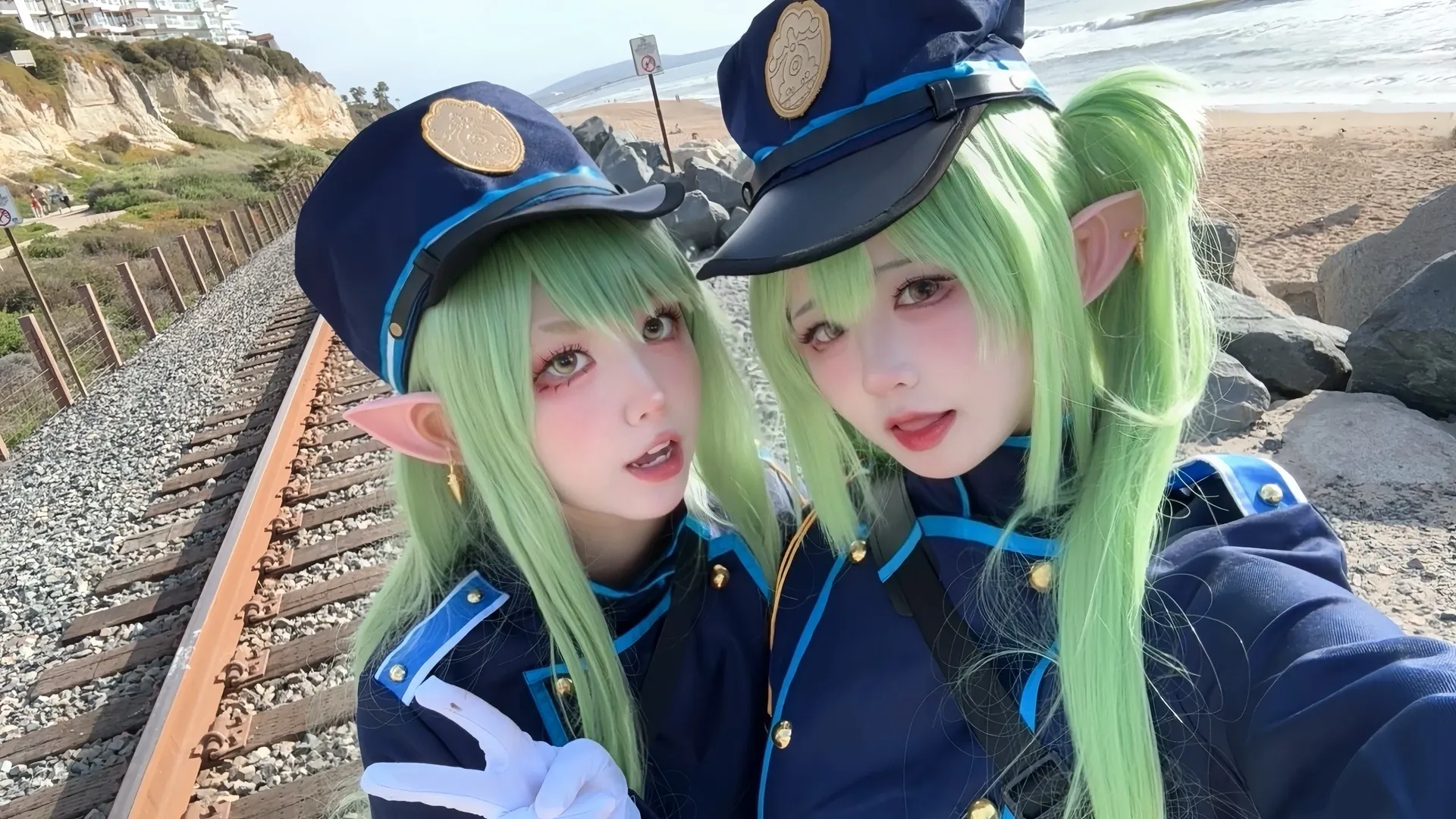 【铁道双子cos】在蔚蓝档案的海风中还原铁轨制服