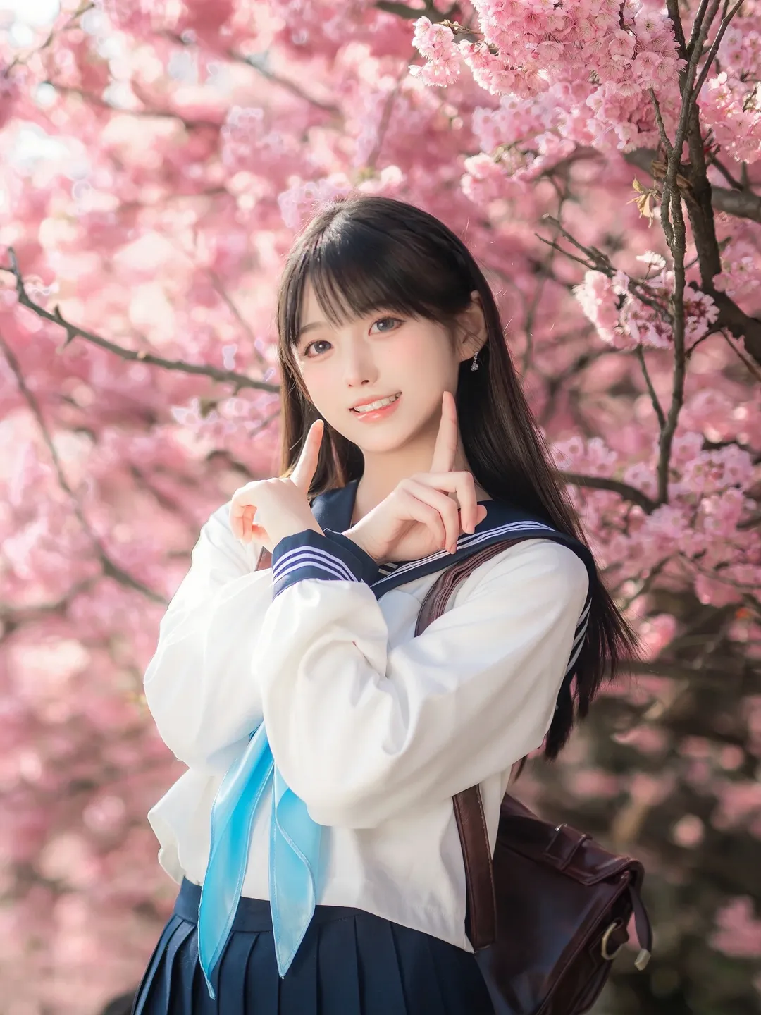 【明日酱cos】被樱花包围的春日水手服 - 第 11 张