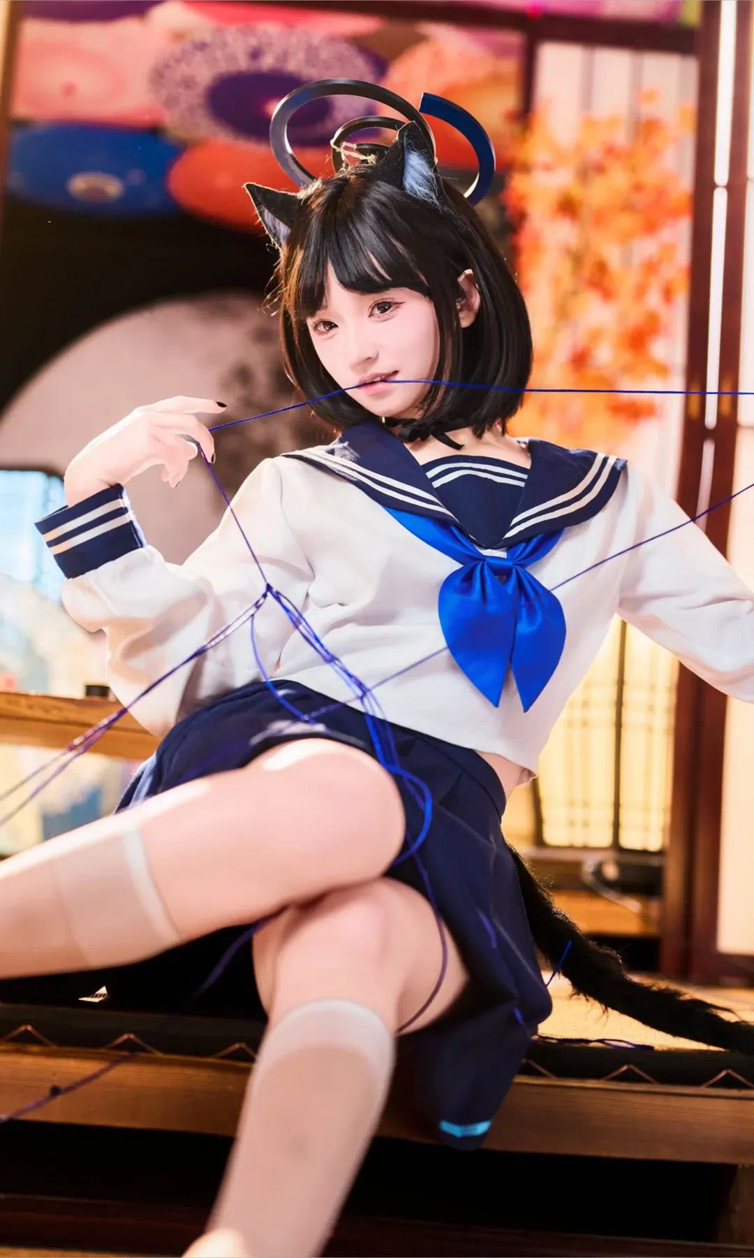 【桐生桔梗cos】蔚蓝档案中的猫娘，和室里的小憩时光