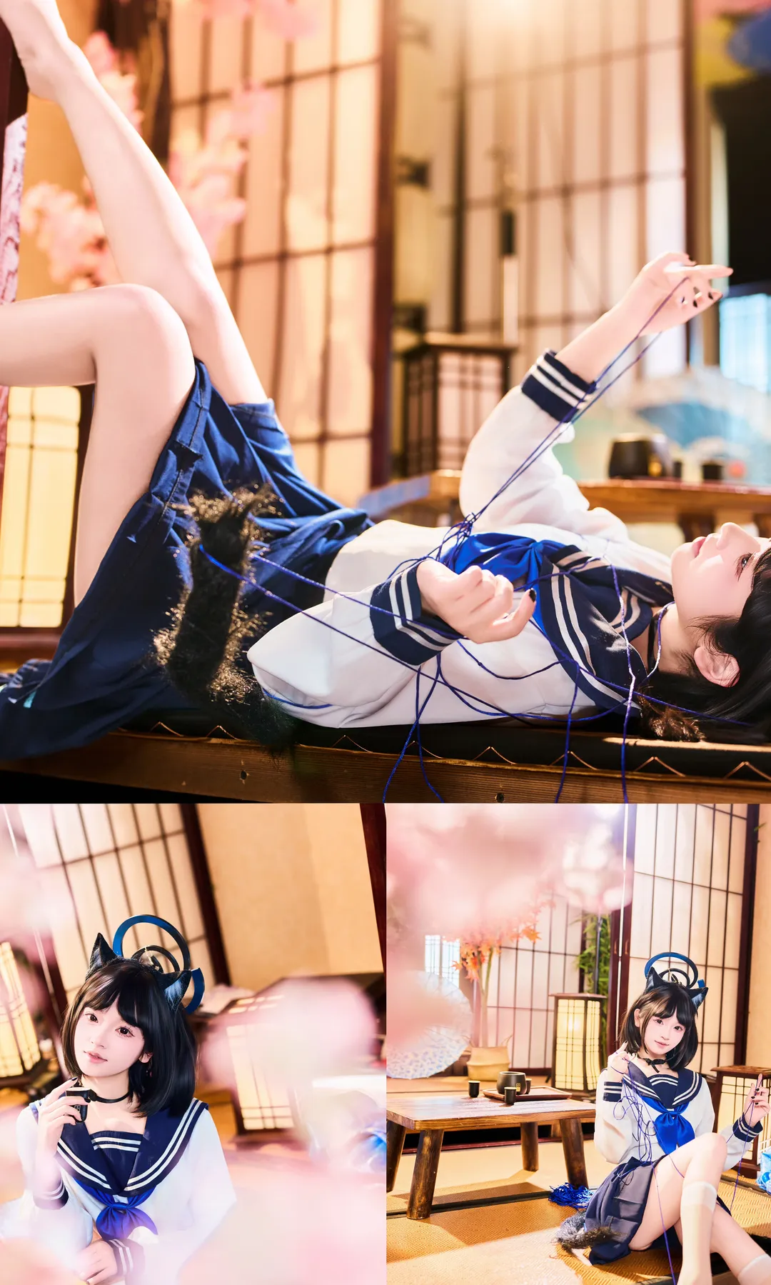 【桐生桔梗cos】蔚蓝档案中的猫娘，和室里的小憩时光 - 第 2 张