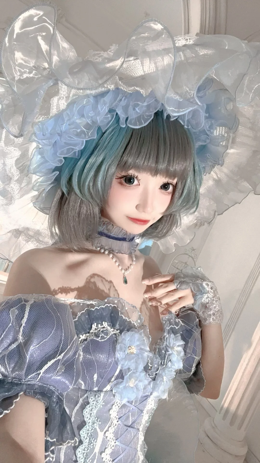 【柴郡废稿cos】碧蓝航线里的冰蓝幻影，复古轻纱与蕾丝的碰撞