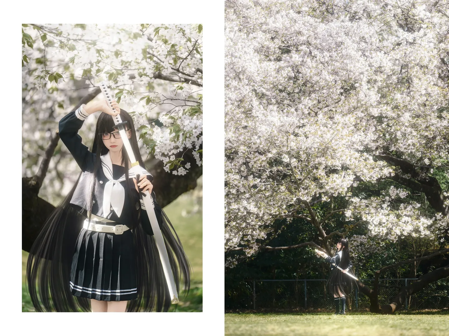 【黑姬cos】樱花树下持刀少女的拍摄记录 - 第 3 张