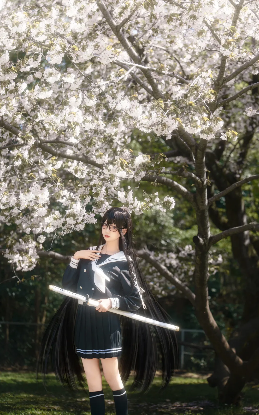 【黑姬cos】樱花树下持刀少女的拍摄记录 - 第 4 张