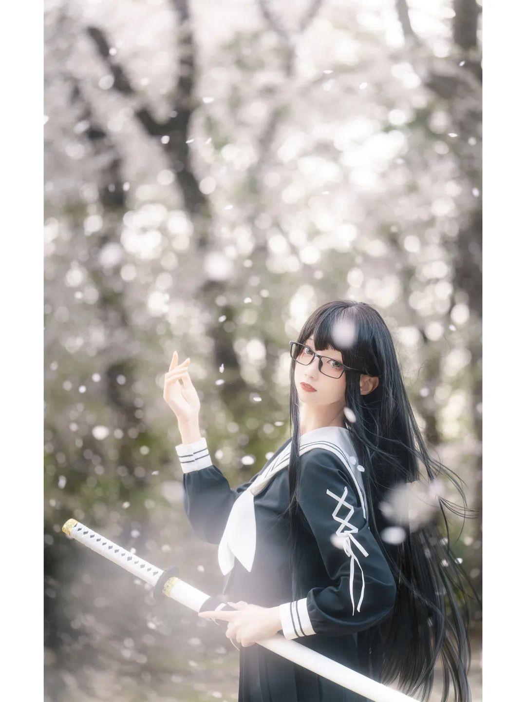 【黑姬cos】樱花树下持刀少女的拍摄记录 - 第 7 张